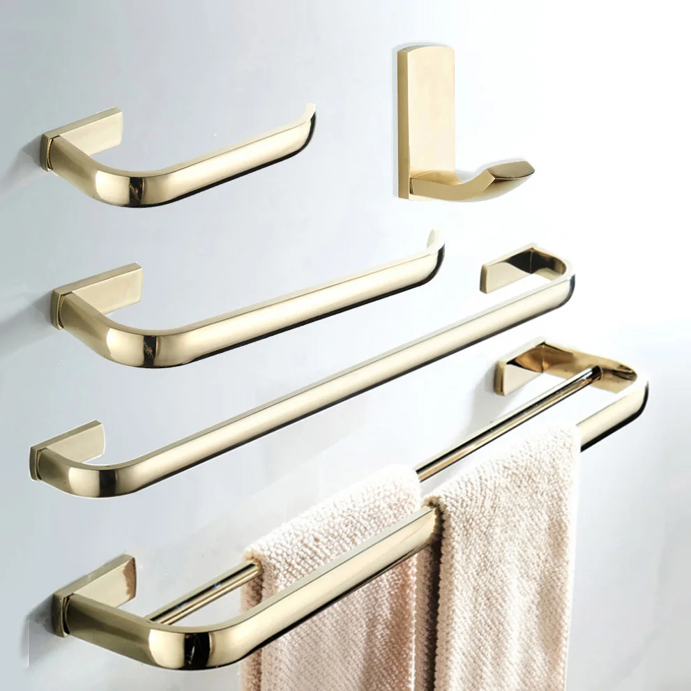 Badezimmer-Hardware-Set, Goldfarben, Poliertes Messing, Handtuchhalter, Seidenpapier, Badezimmer-Zubehör, Lah102