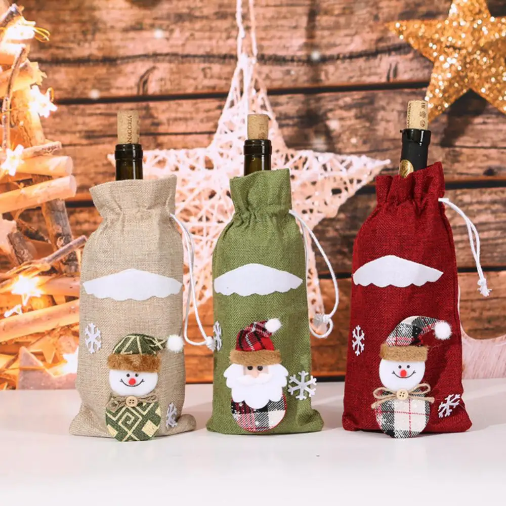 Description Picture 3 of itemChristmas Wine Bottle Covers Bag Snowman Santa Claus Champagne Bottle Cover Sleeve Merry Christmas New Year Table Decorations