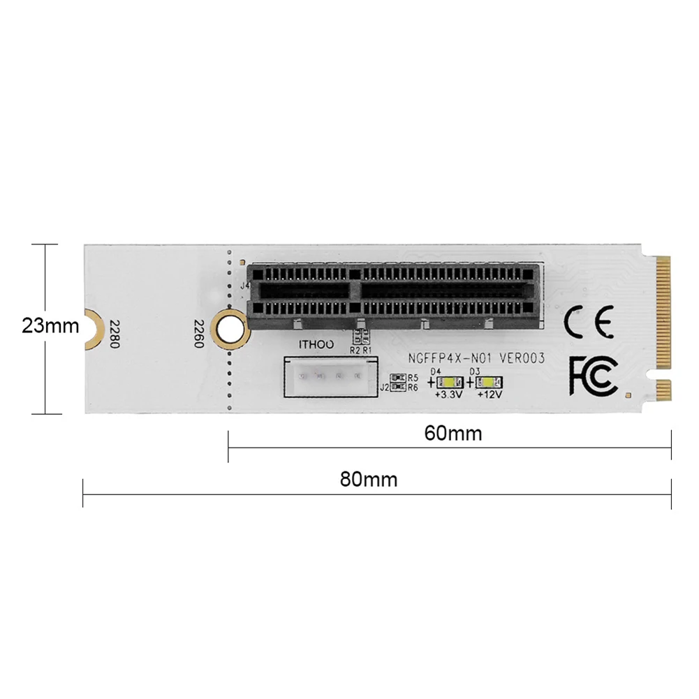 LED 어댑터 컨버터 키, M.2 to PCI-E 4X 라이저 카드, M2 to X4