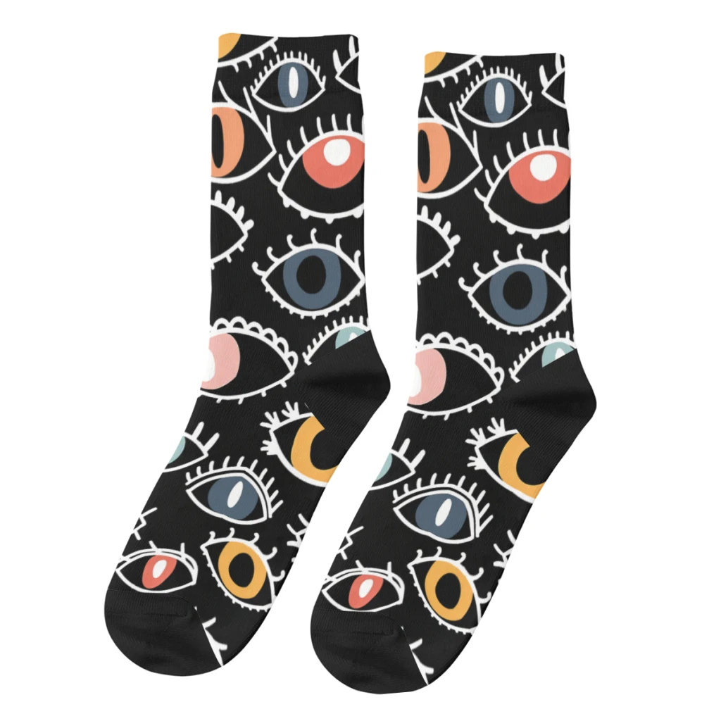 

Retro Scary Eyes Men's Socks Alien Unisex Street Style Seamless Printed Happy Crew Sock Gift
