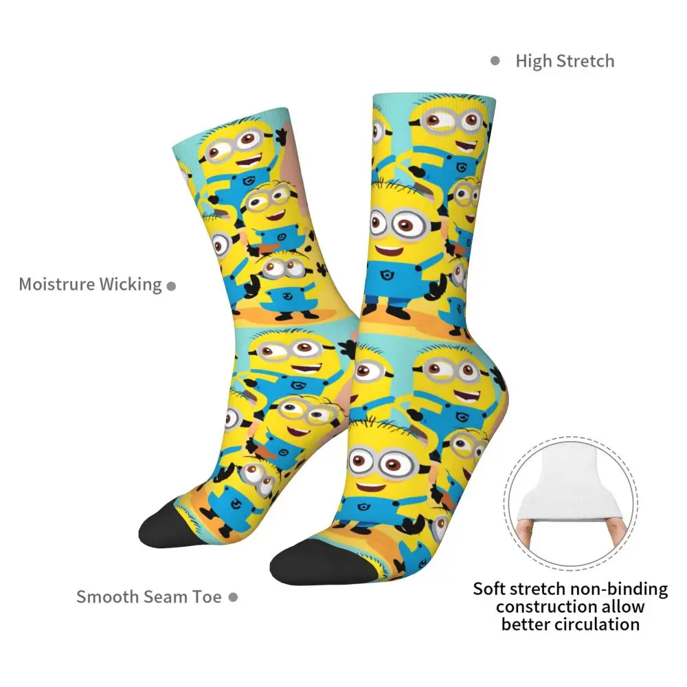 Custom Cool Print M- Minions Cartoon Socks for Women Men Stretchy Summer Autumn Winter M- Minions Bananas Crew Socks 27 S2043736c33a34996a176f357ac2959282