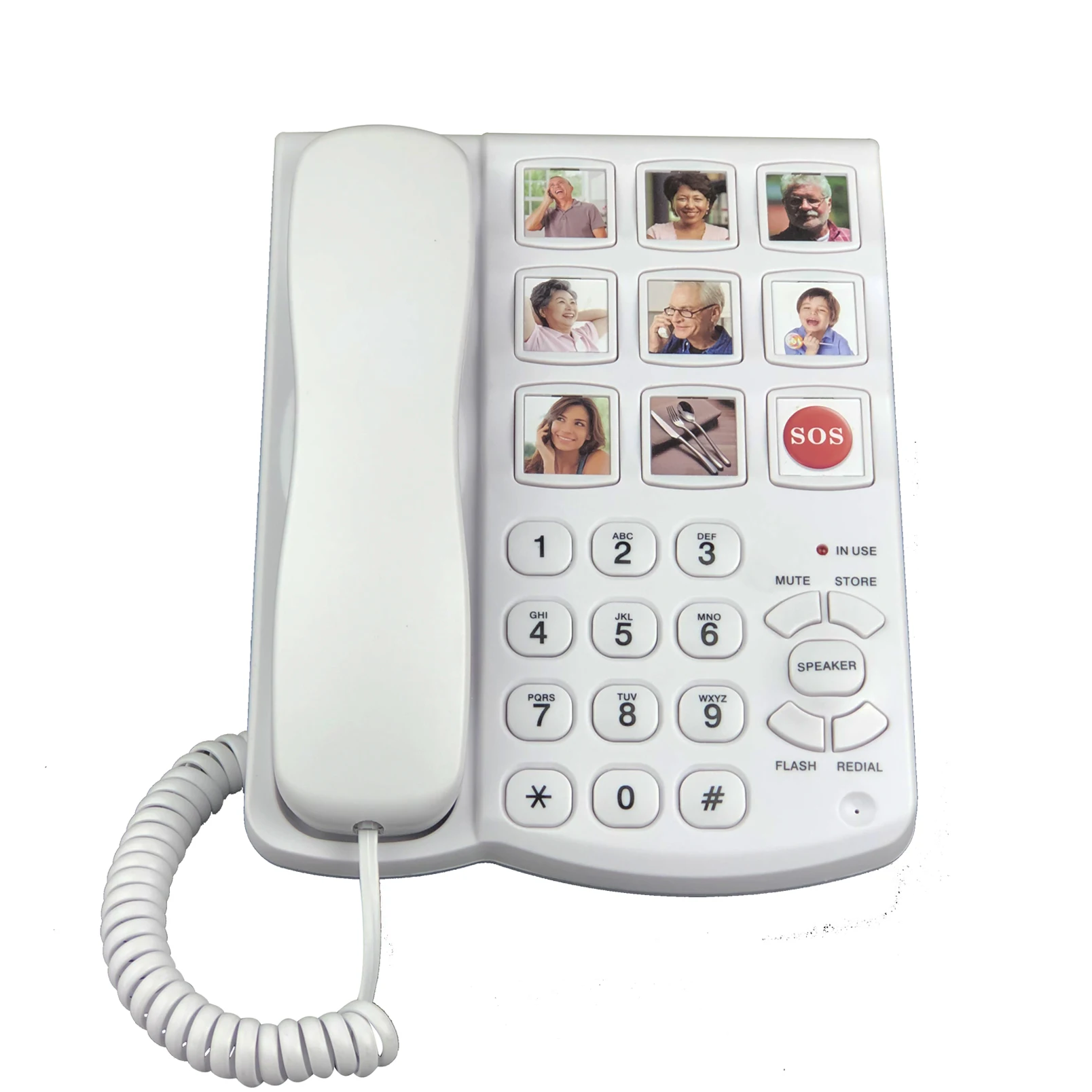 Big Button Phone, Corded Telephone with Speaker for Seniors, Amplified One Button Touch Picture Landline Phone for Old People view 3
