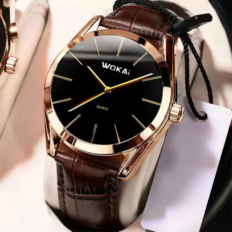 موضة ساعة الأعمال الرجال الساعات Reloj Hombre عادية  من جلد كوارتز ساعات المعصم الرجال Relogio Masculino Montre