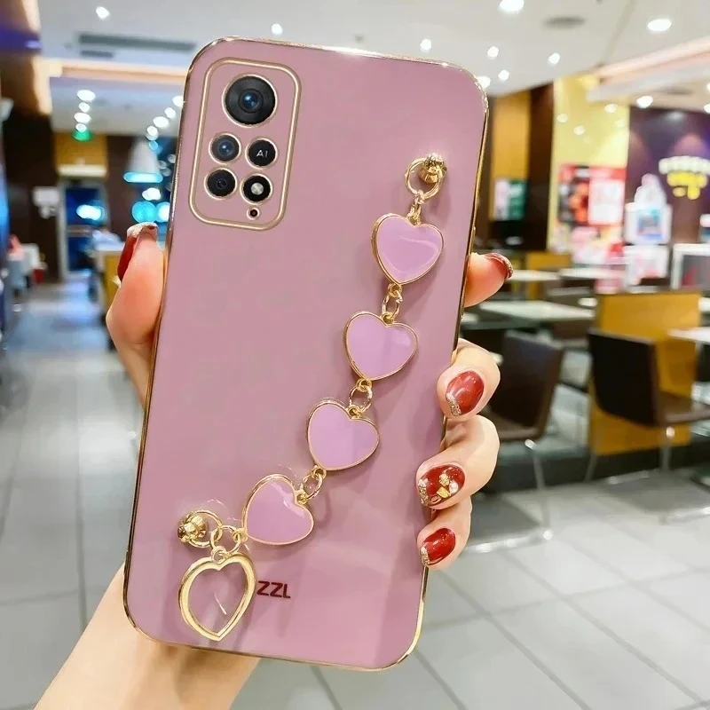 Plating Love Heart Bracelet Chain Soft Silicone Shockproof Cover