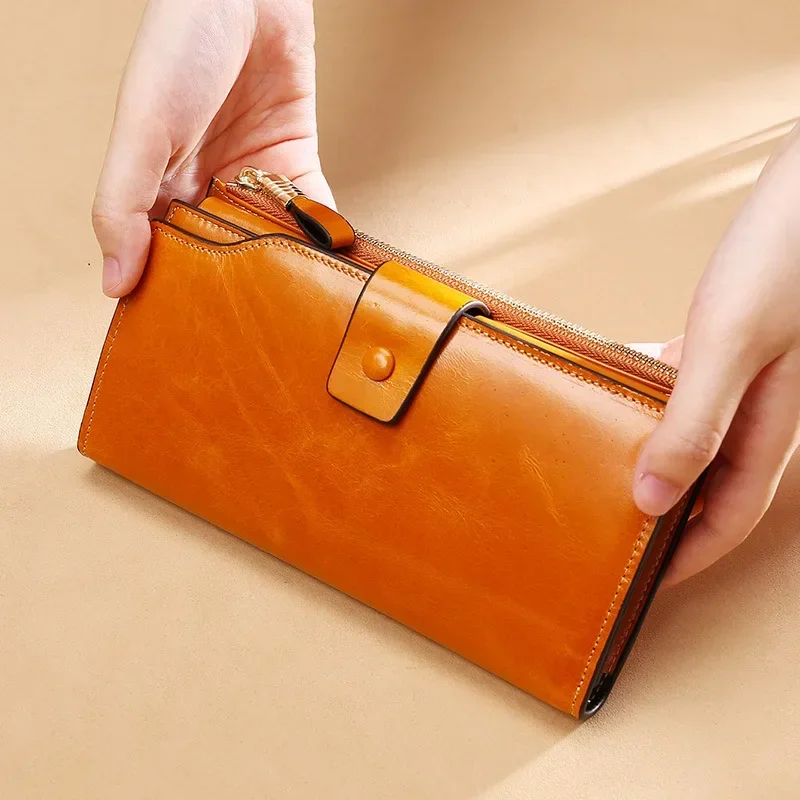 Genuine Leather Long Wallet for Women