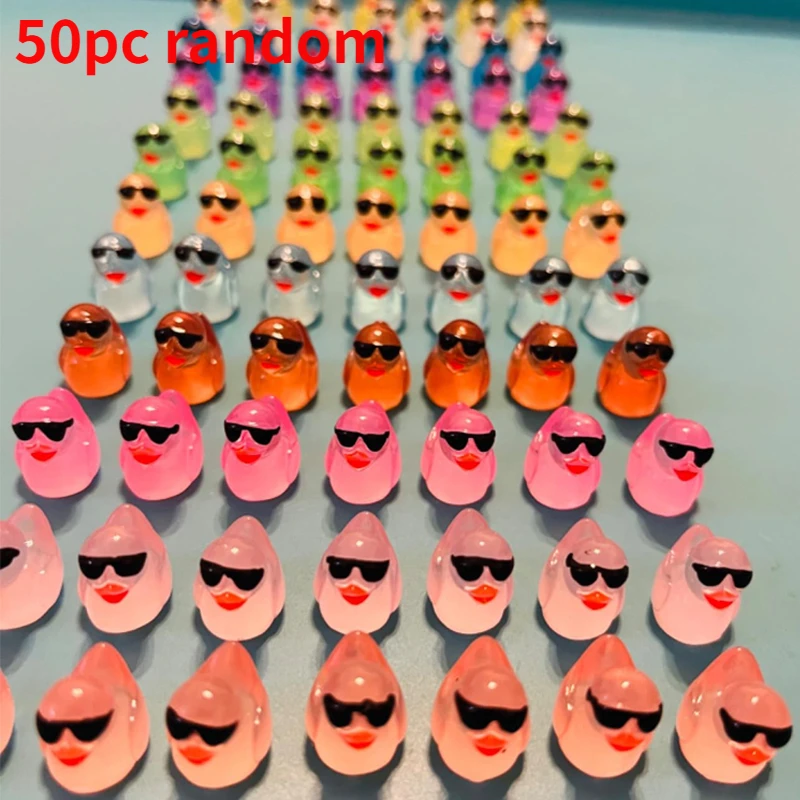 

50Pcs Luminous Mini Glitter Ducks with Glasses Miniatures Duck Micro Landscape DIY Accessories Mini Ducks Home DIY Craft Decor