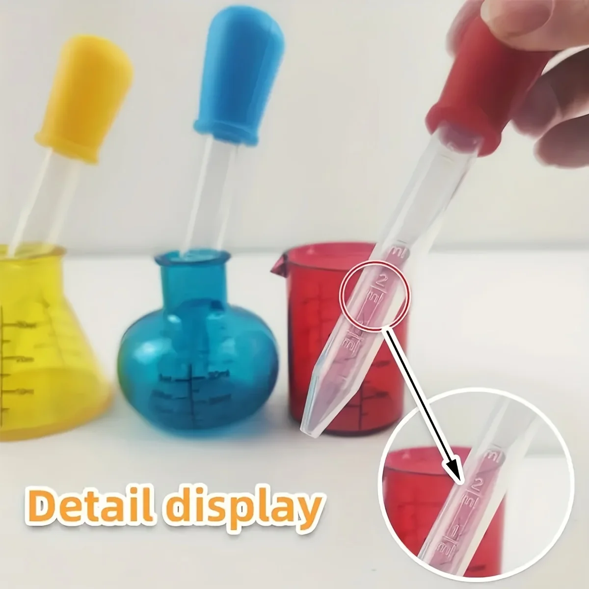 Plastic measuring cup 4 Colored Measuring Cups 4 Colored Droppers Educational Mini Measuring Cups for Plastic Science Experiment Sensory DIY