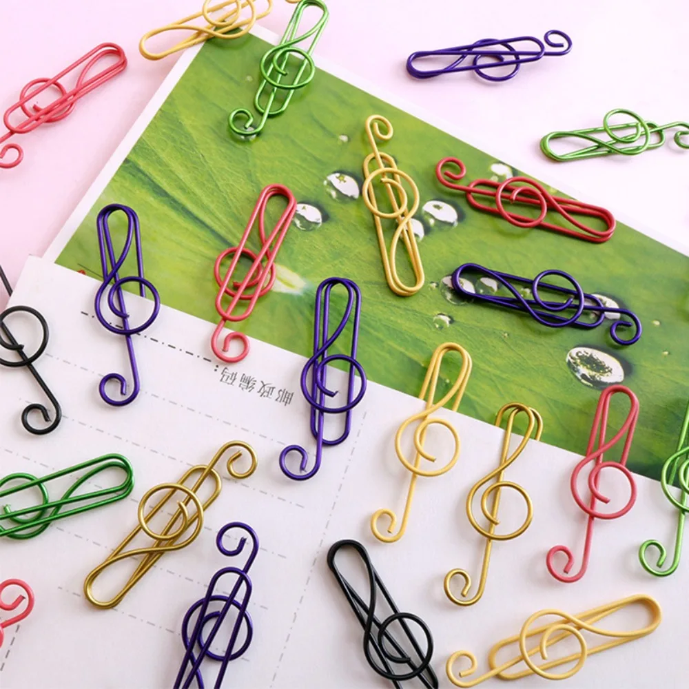 20PCS/Set Metal Music Shape Paper Clips Durable Music Note Music Note Shaped Paper Clip Stationery Cute