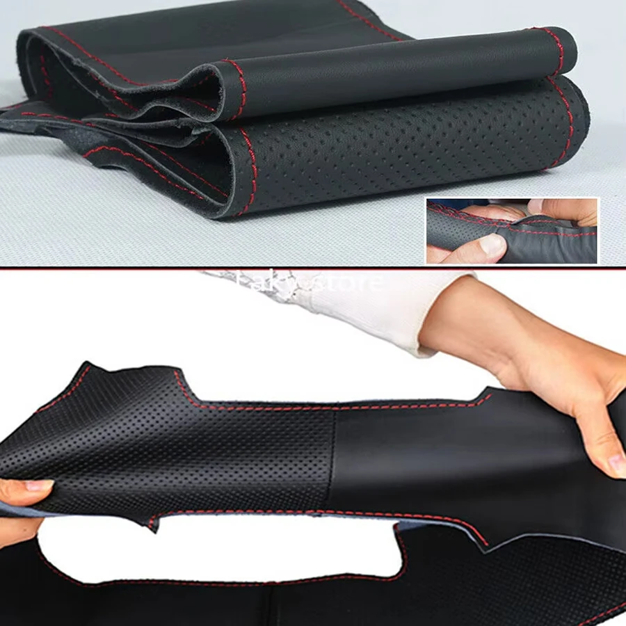 DIY Hand Nähen Auto Lenkrad Abdeckung für 2020-2024 Mazda 3 CX-50 CX-30 Auto Echtes Leder Carbon faser Innen Zubehör – Detail 6