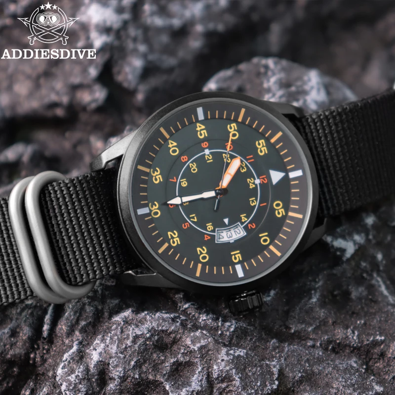 ADDIESDIVE Men's Luminous Quartz Watch with High-Quality Nylon Strap – 5Bar Waterproof Casual Fashion Timepiece