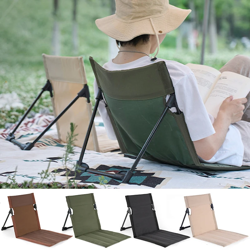 Foldable Camping Chair Outdoor Garden Park Single Lazy Chair Backrest Cushion Picnic Camping Folding Back Beach Chairs