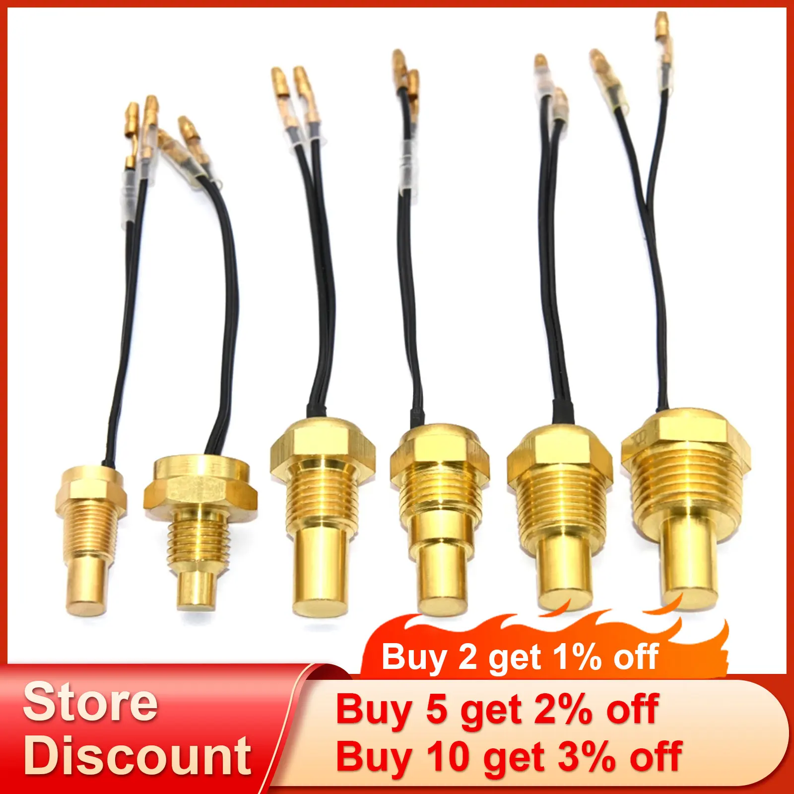 12V/24V 수온 센서 온도 송신기 50K 헤드 플러그 10MM 12MM 14MM 16MM 자동차 트럭 게이지 전기 계량기 NPT 3/8 1/8