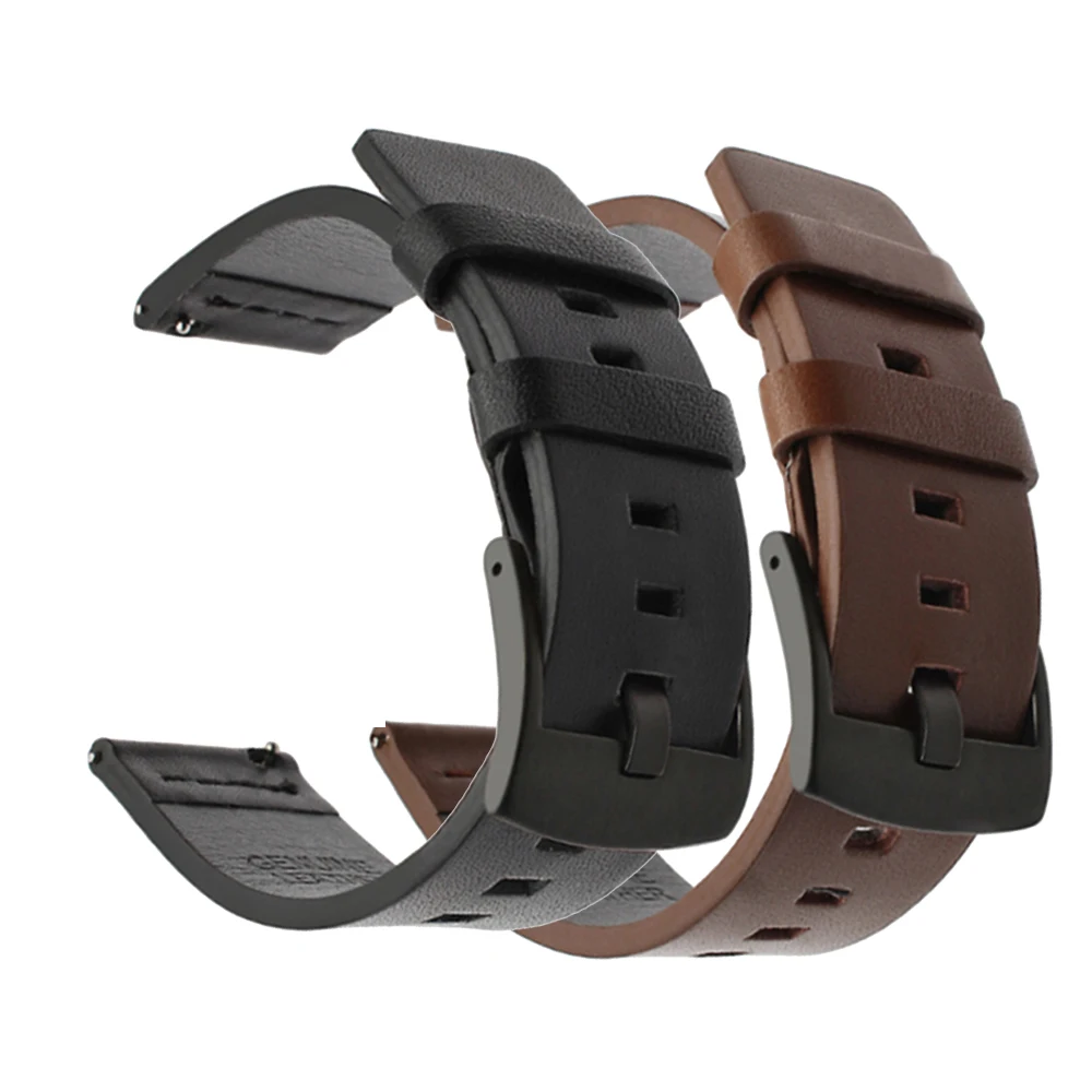 

Quick detachable leather wrist strap 20mm For Haylou RS4 LS12 RS4 Plus Ls02 Soft black buckle Smart watch strap