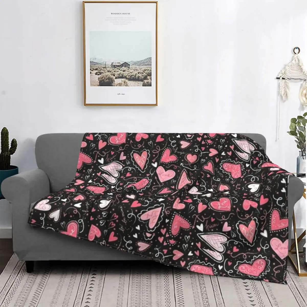 

Love Hearts Valentine Blankets red heart Flannel Throw Blankets Bedding Couch Printed Soft Warm Bedspread
