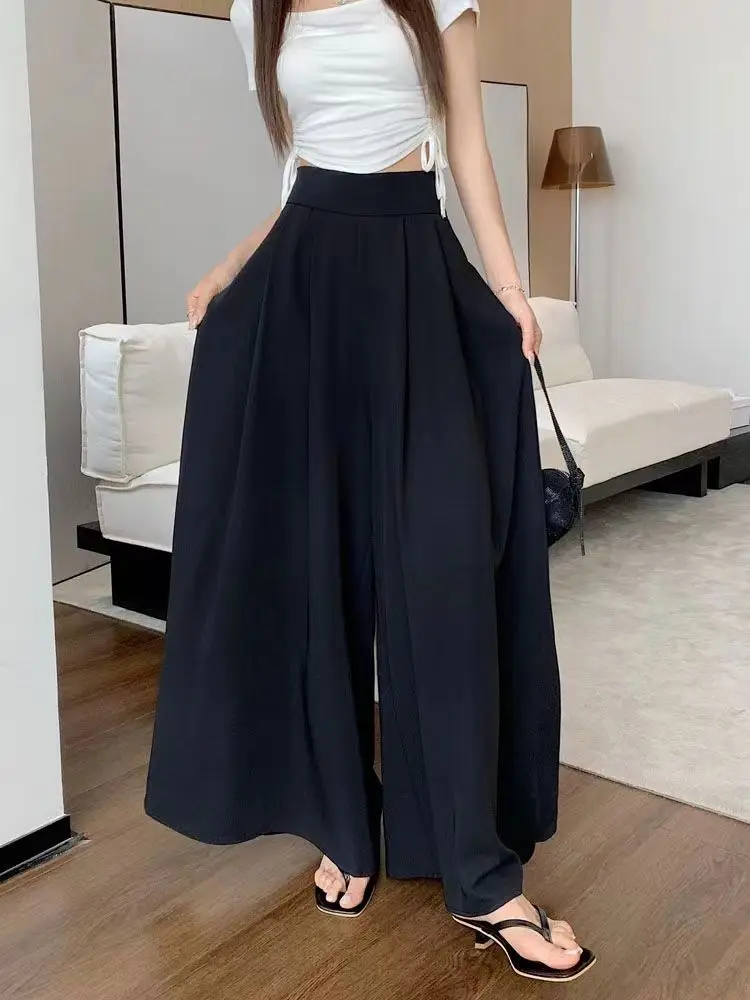 Women's Clothing Trend 2024 High Waisted Wide Leg Skirt Pants Large Hem Casual Elegant Basic OL Suit Pants Office Lady Trousers