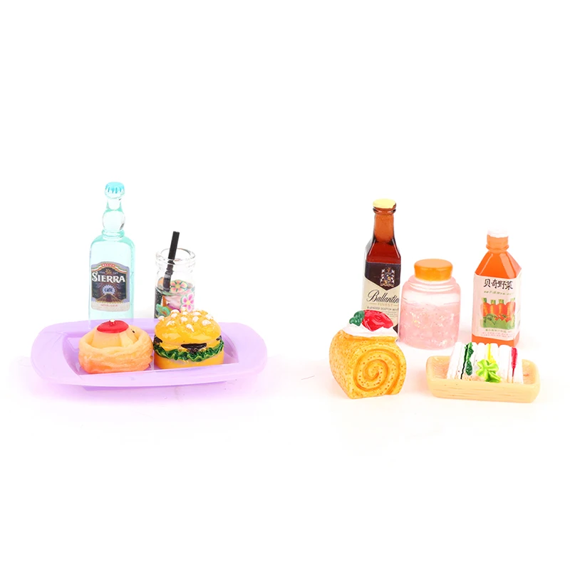 5PCS 1:12 Scale Cute Mini Dollhouse Miniature Drink Bottle Cake Desserts Bento Food Pretend Play Food Toy Kitchen Accessories 3