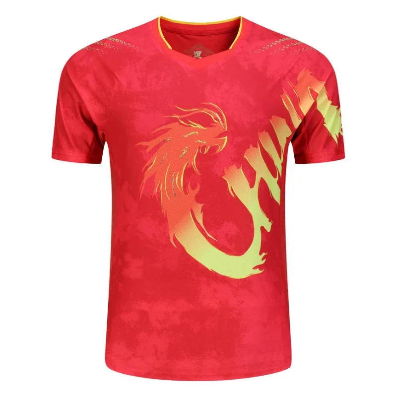 China Dragon Table Tennis Shirt Shorts Suits 2 Pcs For Men Women Children Red Blue Badminton Ping Pong Clothes