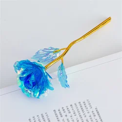 Elegant 24k Gold Foil Rose - Timeless Gift for Weddings, Home Decor, and Special Occasions (Blue)