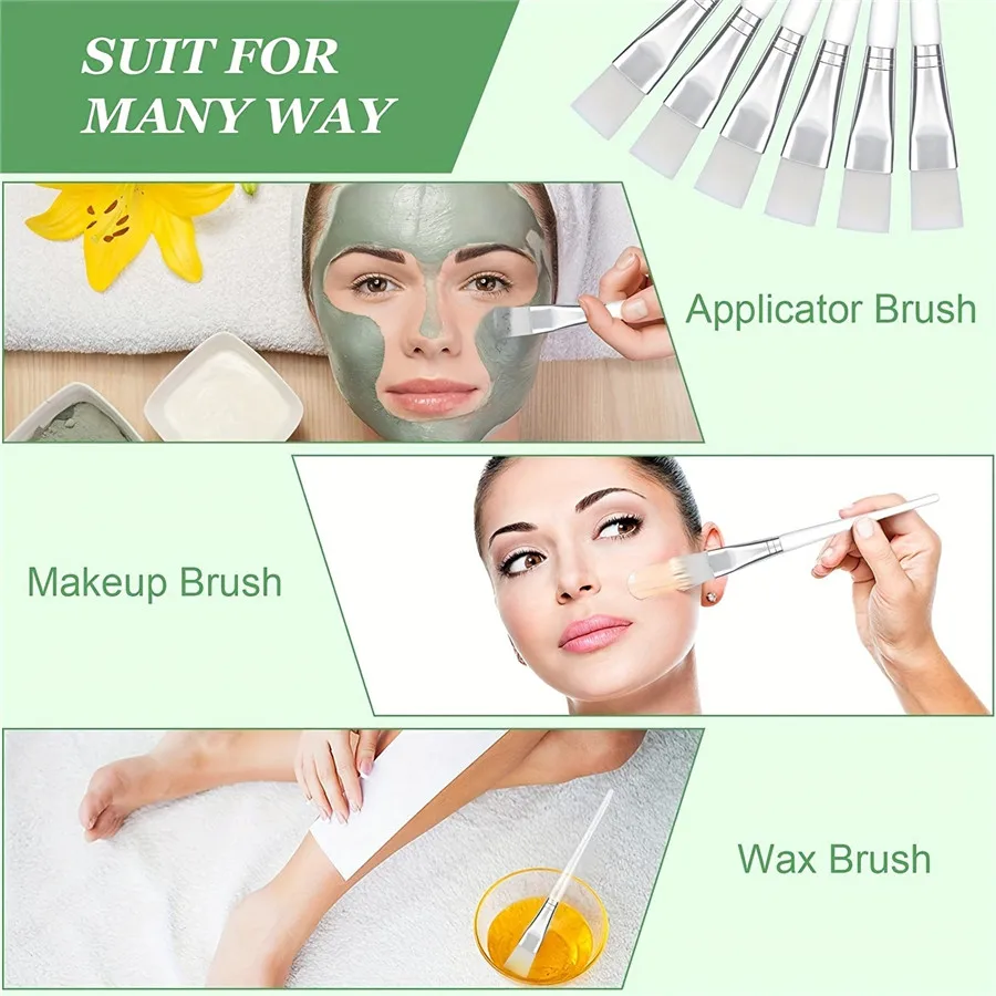 6pcs set of facial mask brushes, facial application brushes, beautician brushes with hollow transparent plastic handles