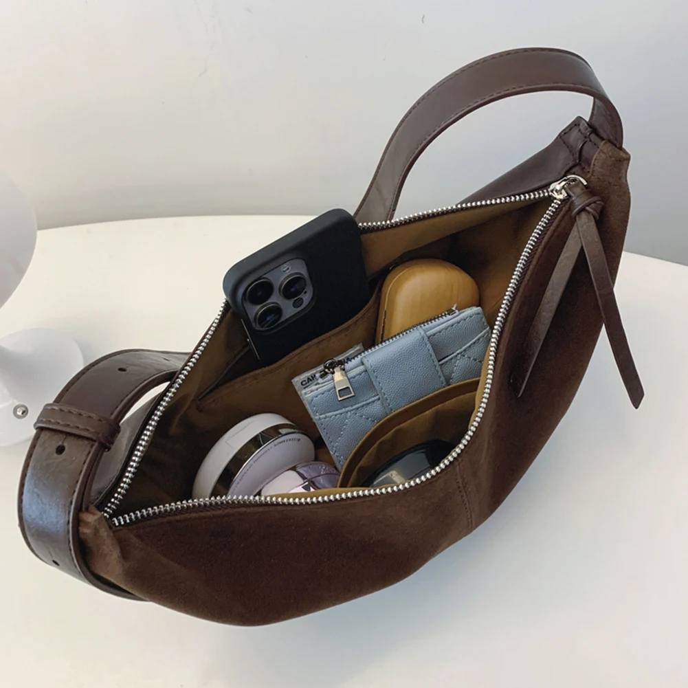 Suede Crossbody Shoulder Bag for Women and Men