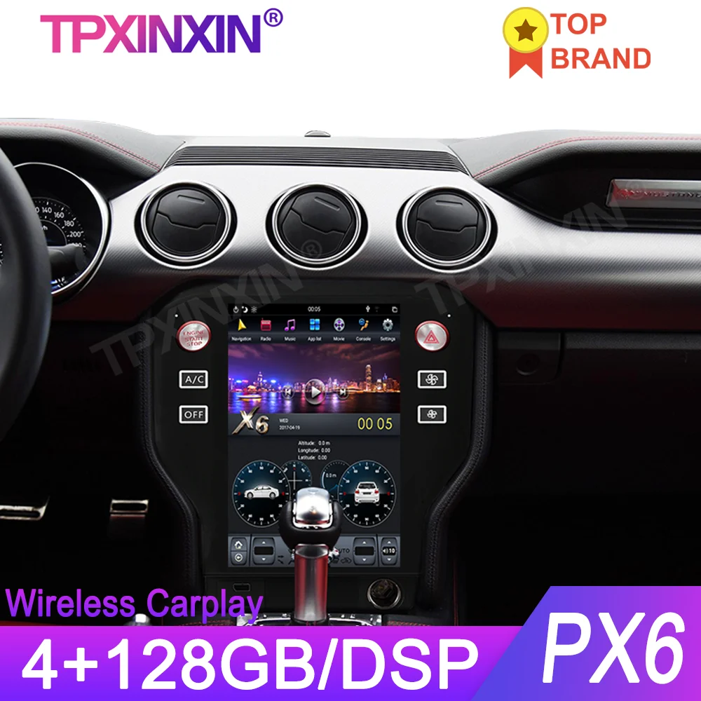 

Головное устройство Автомобильное мультимедийное, 4 + 128G, для Ford Mustang 2015-2019, в стиле Tesla, Android 9