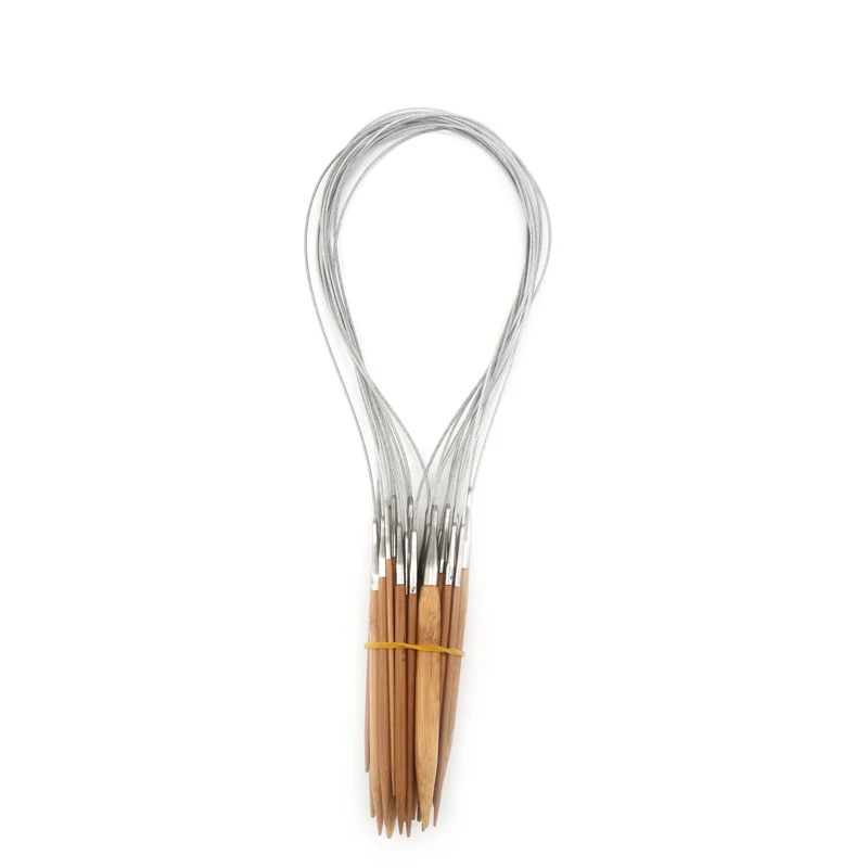 3.0-12mm Bamboo Circular Knitting Needles Stainless Steel Tube Crochet Hook DIY Crafts Sweater Scarf Garment Sewing Tools Supply