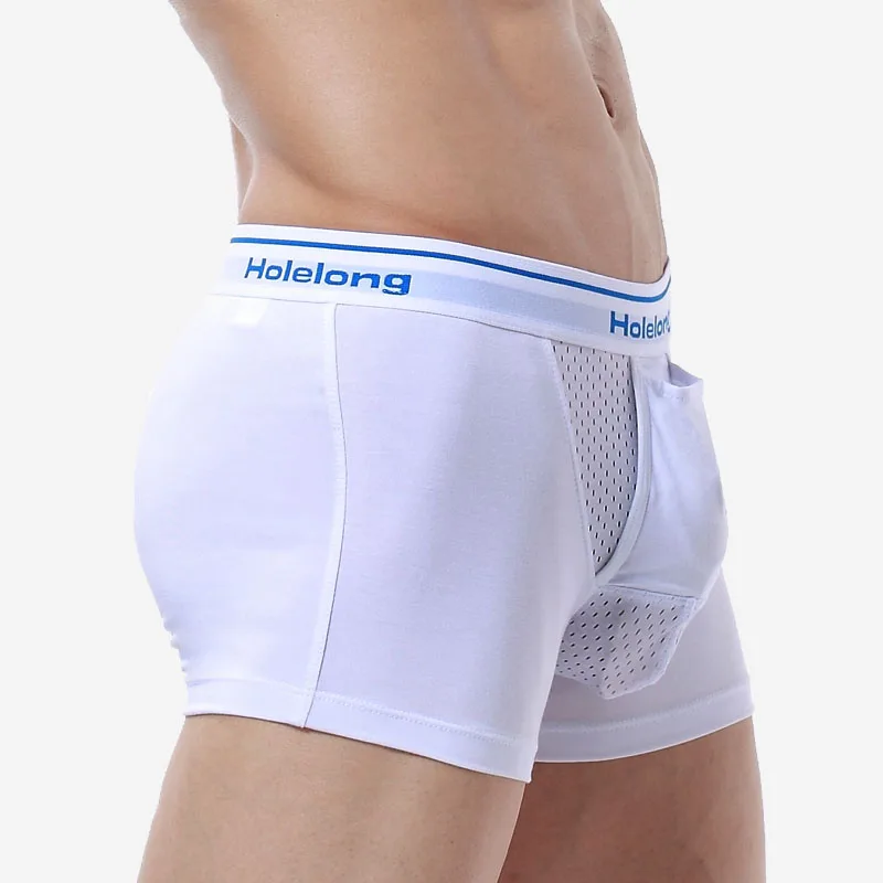 Modal Separated Men's Boxer Underwear with Drawstring Penis Hole Vein Recovery Tight Underwear Comfortable Men Nude Sexy Shorts modal separated men s boxer underwear with drawstring penis hole vein recovery tight underwear comfortable men nude sexy shorts