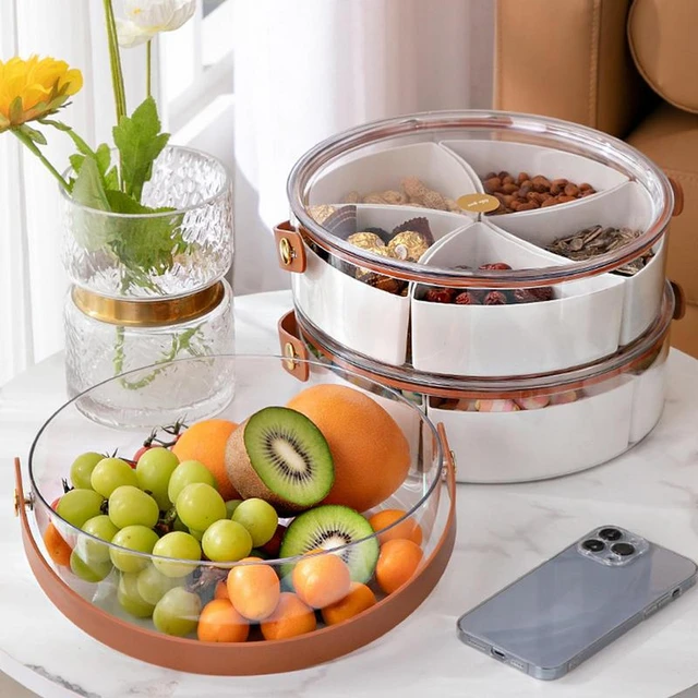 Assiette de service en plastique avec couvercle hermétique et perfecSync,  récipient alimentaire portable pour fête, apéritif, fruits, plateaux à  bonbons - AliExpress