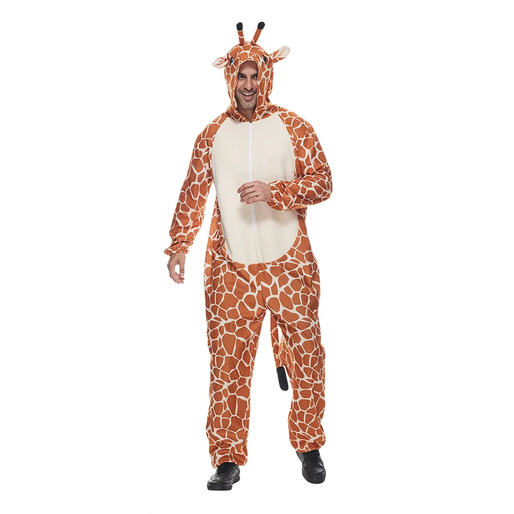 

Hot Sale giraffe man Cosplay Brown Jumpsuit Costume Carnival Party adult Brown Giraffe halloween