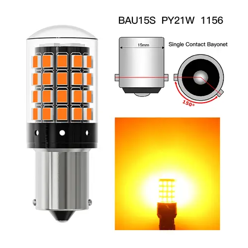 2pcs 1156 BA15S P21W BAU15S PY21W 7443 W21/5W T20 7440 W21W WY21W 1157 P21/5W BAY15D 54 LED Bulbs CanBus Lamp Turn Signal Lights - Image 21