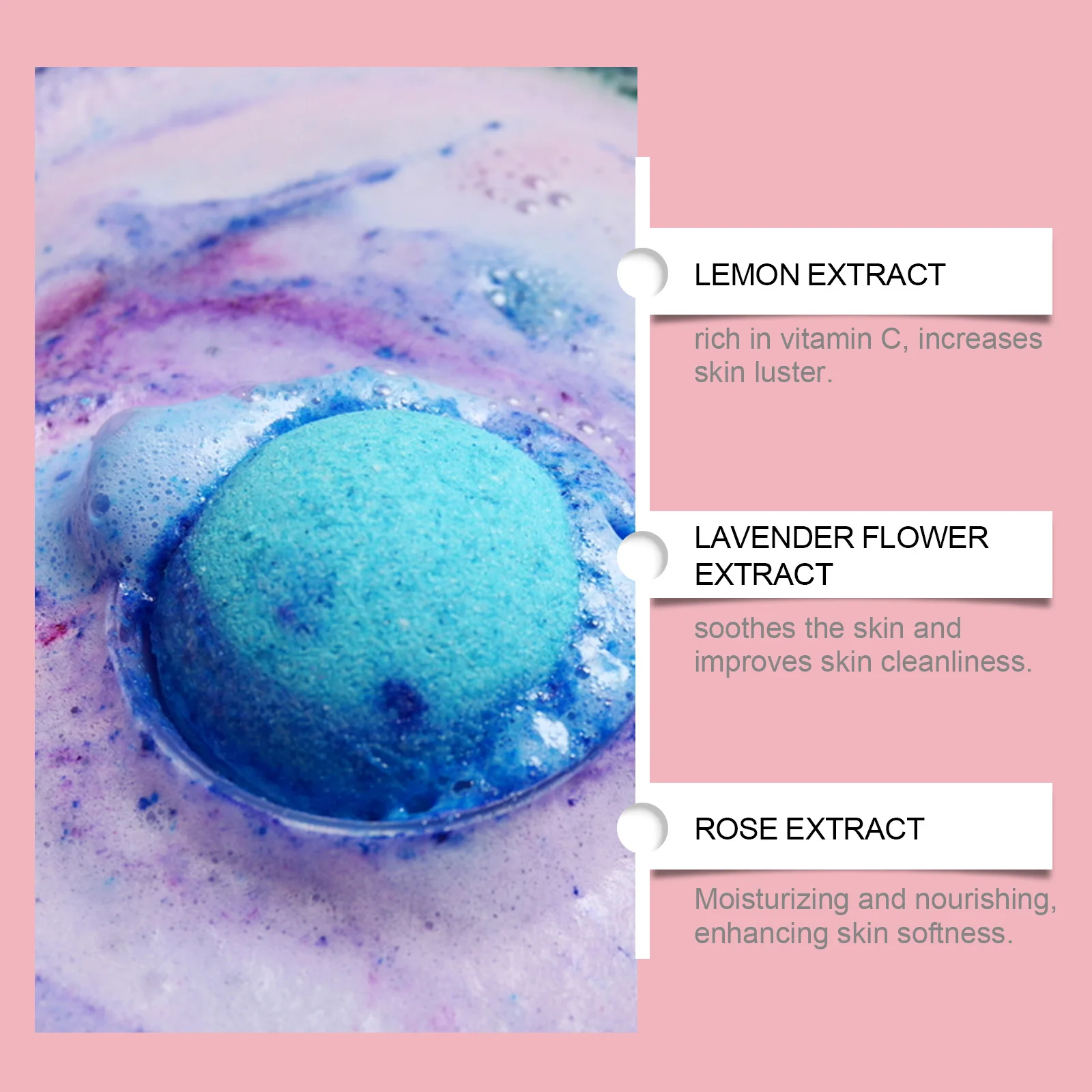 Coffret de bombes de bain à la rose et à l'extrait de fruit du dragon : aromathérapie, spa, relaxant, hydratant, parfum longue durée, nettoyant pour la peau_voghion.com