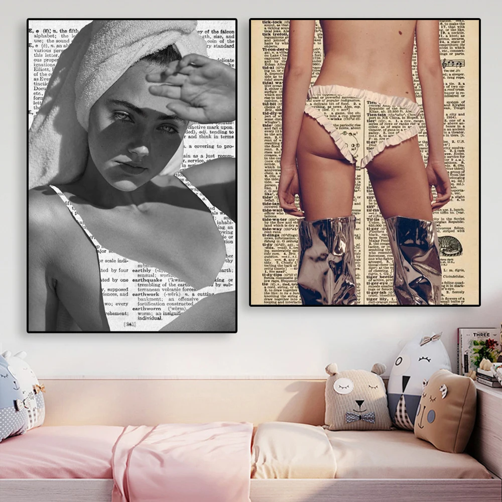 Sexy Woman Magical Collages Abstract Poster Woman Portrait Vintage Prints Canvas Painting Wall Art Pictures for Bedroom Decor