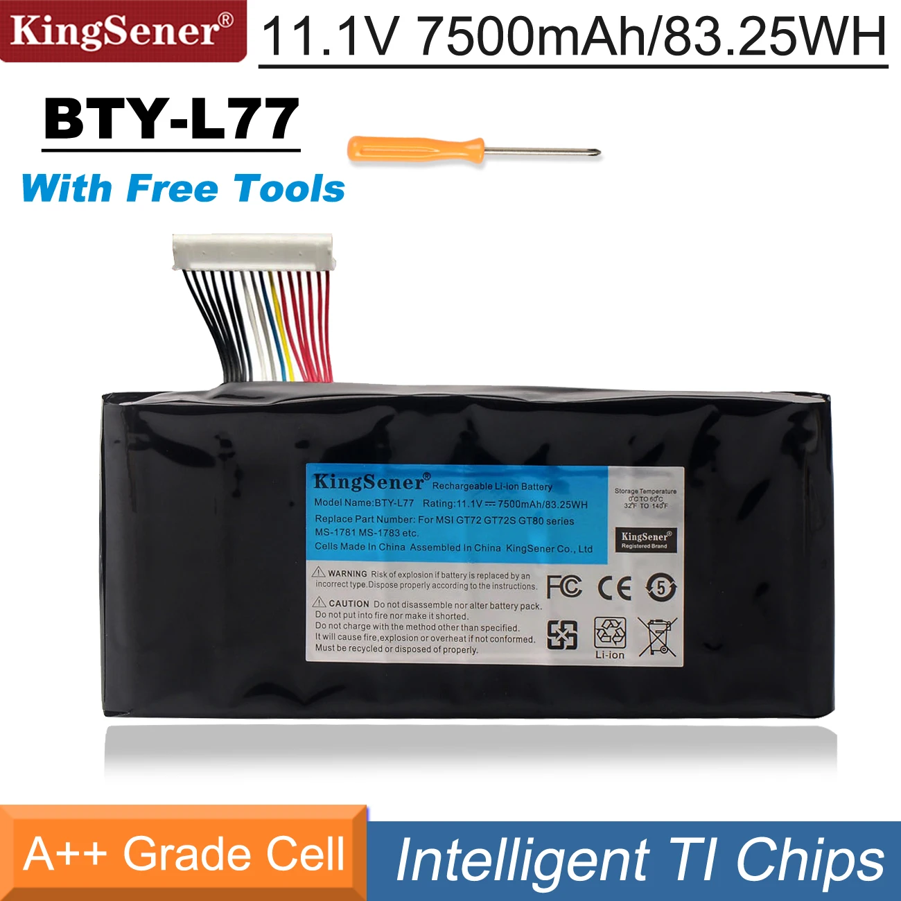 Batteria Per Laptop Kingsener Bty-L77 Per Msi Gt72 2Qd Gt72S 6Qf Gt72Vr Wt72 Ms-1781 Ms-1782 Ms-1783 2Pe-022Cn Muslimate