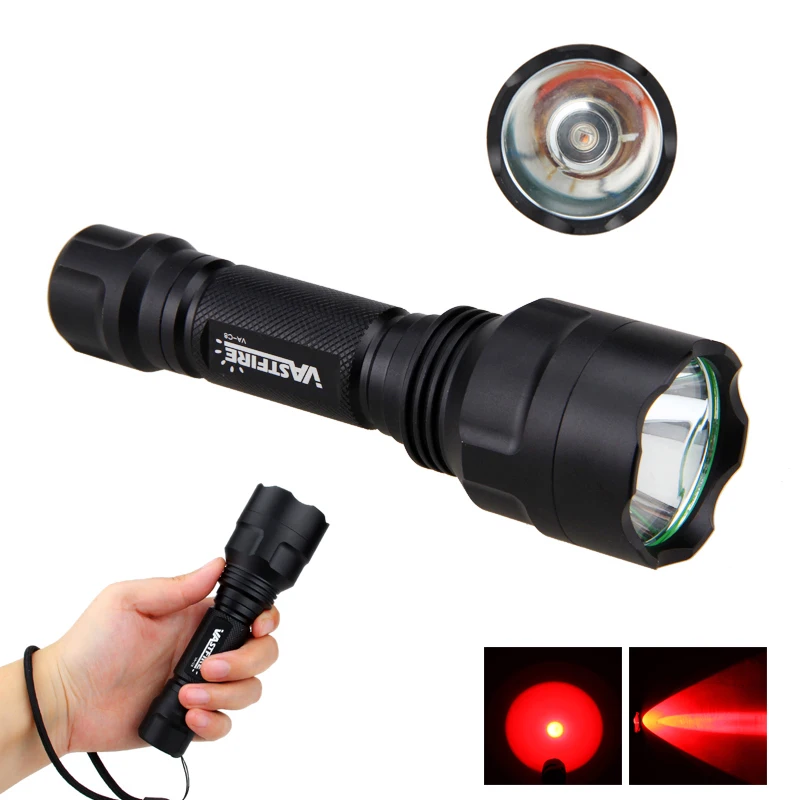 Description Picture 6 of itemC8 LED Flashlight White/Green/Red Hunting Rifle Lantern+Pressure Switch+Rail Scope Mount+18650+USB Charger