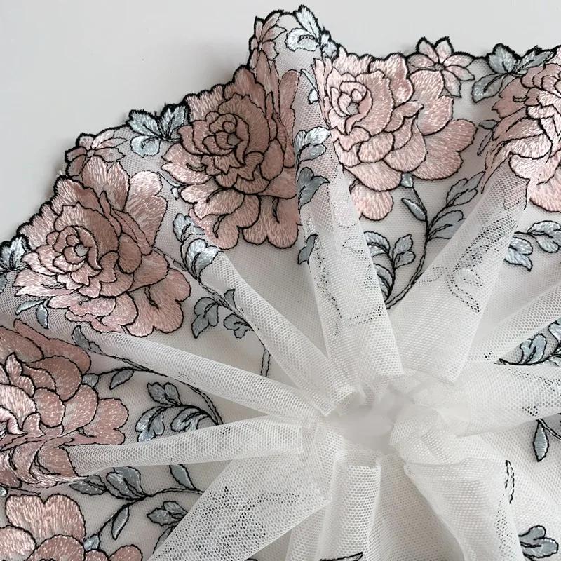 

15 ярдов, вышитая Цветочная кружевная лента, отделка для домашнего текстиля, обложки для дивана, отделка, сетчатая аппликация, искусственная ширина 22 см