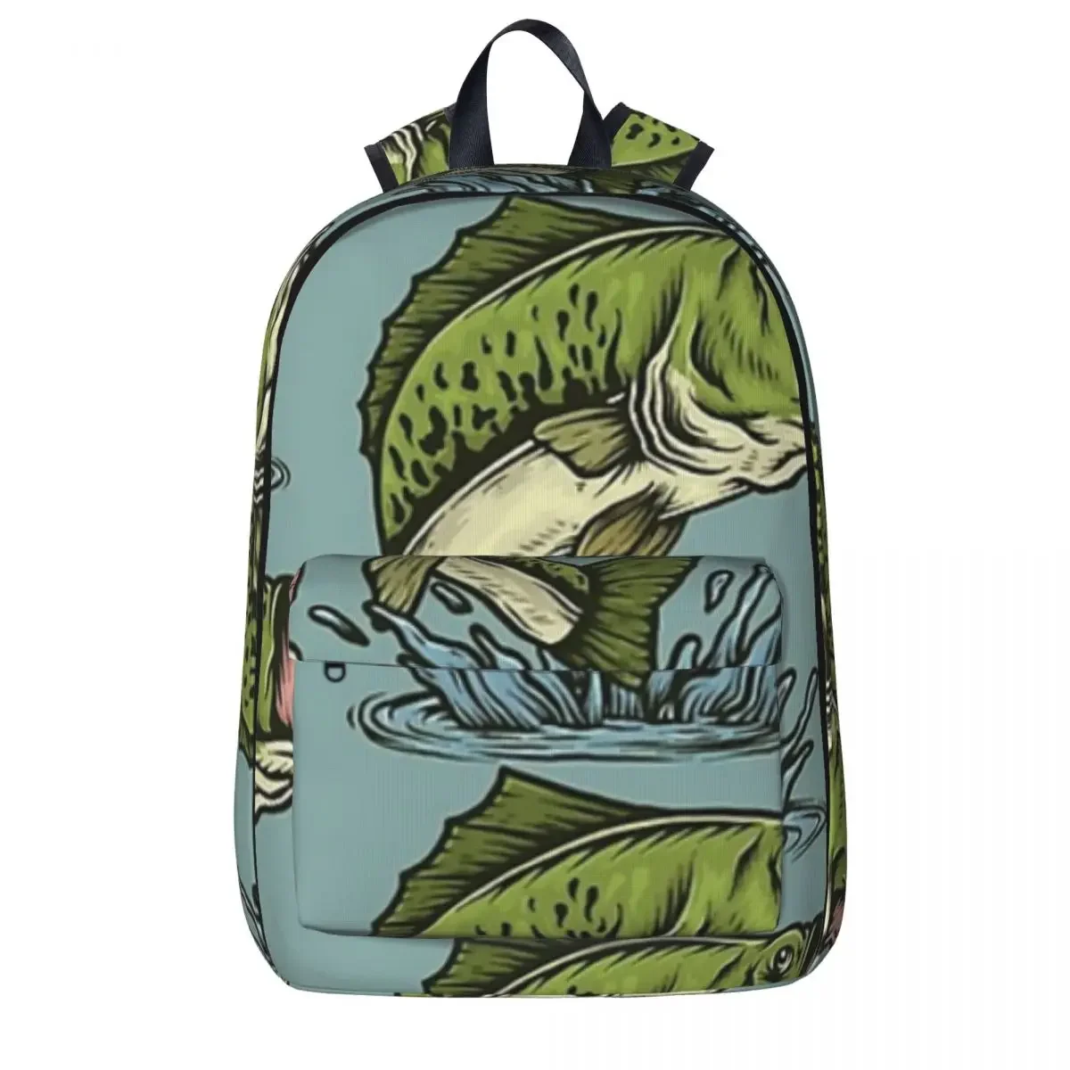 

Рюкзак для девочек и мальчиков, повседневная портативная школьная сумка для книг и ноутбука с принтом окуня рыбы и прыжков, портфель на плечо