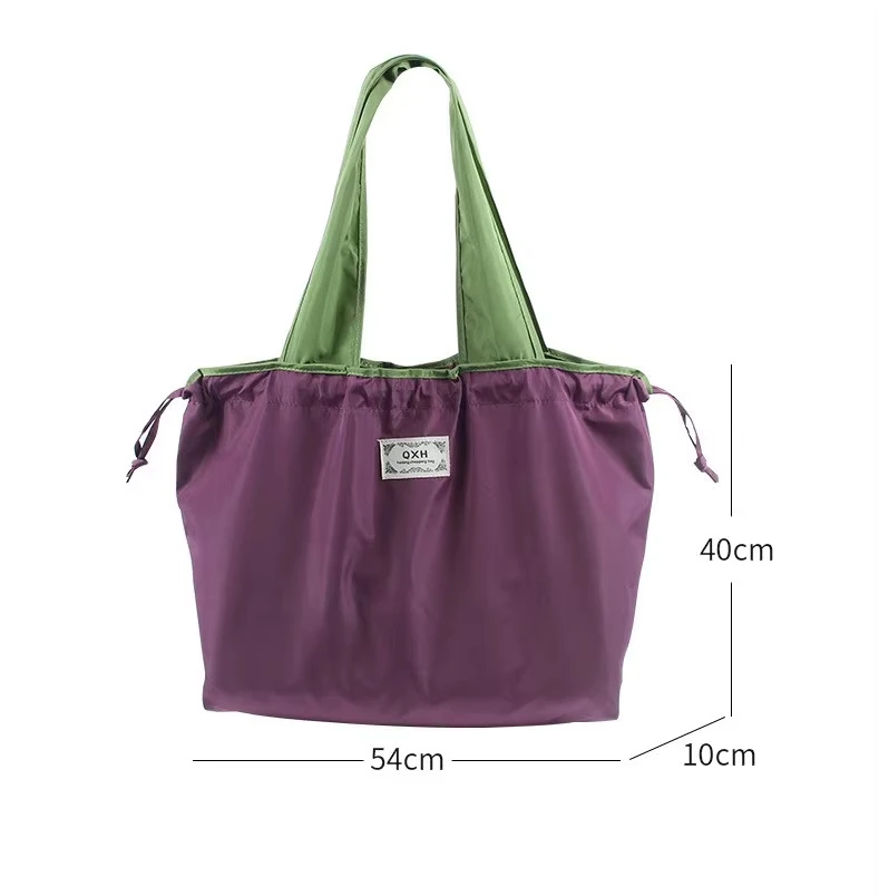Large Reusable Shopping Bag Portable Oxford Fabric Waterproof Drawstring Foldable Simple Organizer Storage Shopper Handbag 6