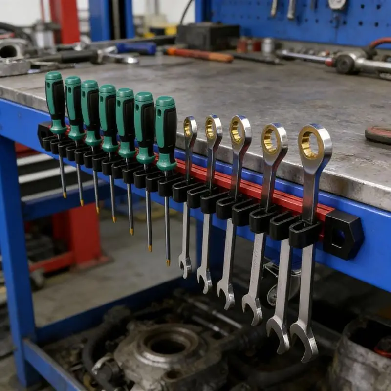 마그네틱 렌치 주최자 차고 워크샵 도구 보관을위한 조정 가능한 클램프가있는 알루미늄 레일 스크루 드라이버 홀더 M4YD