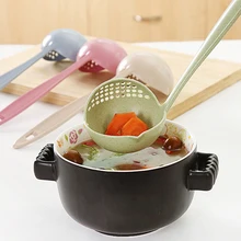 

Hot Selling 2 in 1 Long Handle Soup Pot Spoons Cooking Colander Utensils Kitchen Scoop Home Strainer Plastic Ladle Tableware