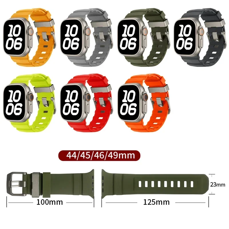 Sport Silicone and Titanium Metal Bracelet Strap