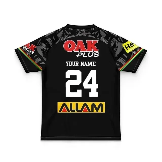 thumbnail image 1 of Camiseta de rugby de entrenamiento local/visitante/de local de Penrith Panthers 2024 para niños - Talla para hombre: 16-26 (nombre y número impresos) Calidad superior, 1 of 5