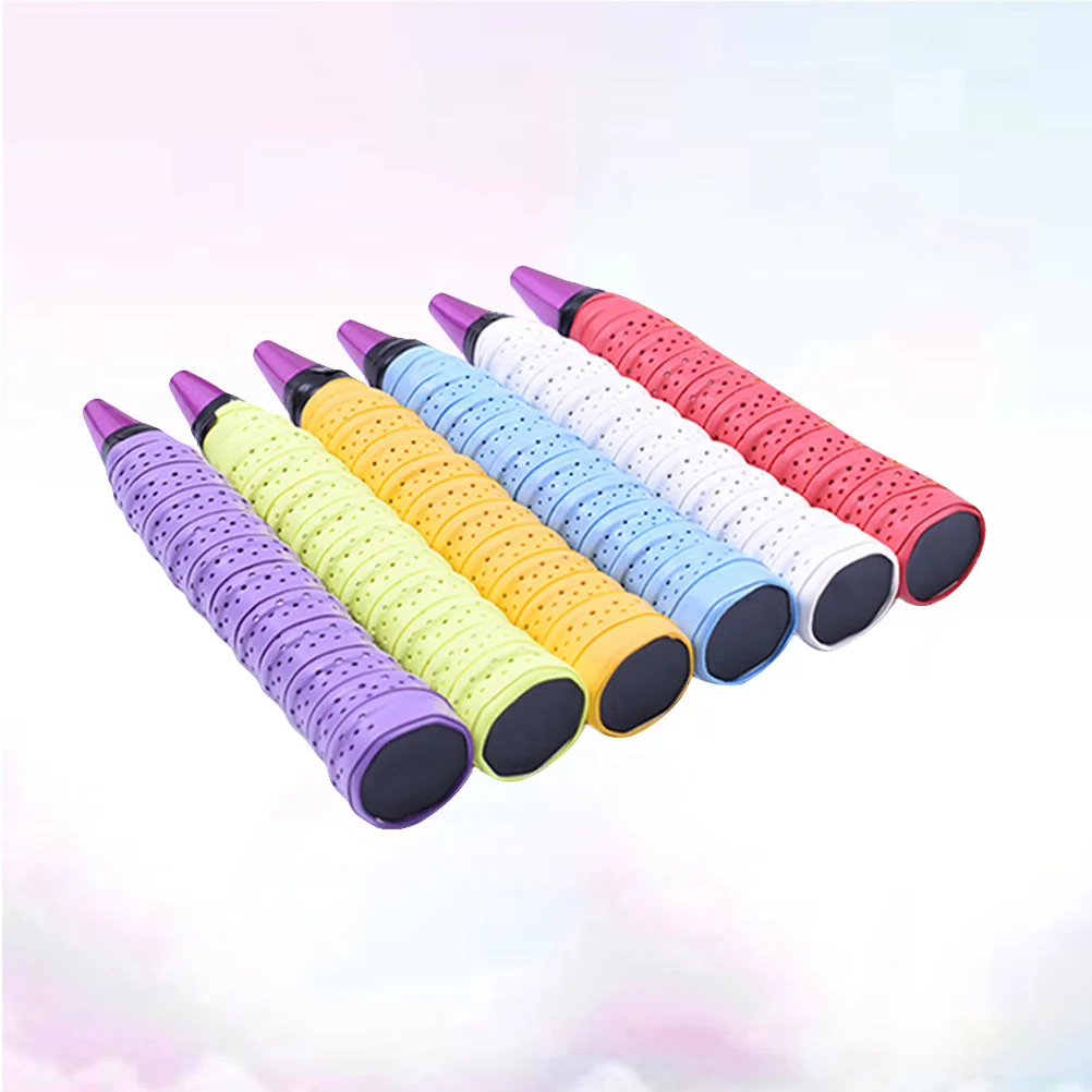 

6pcs Anti-slip Breathable Over Grip Sweatband Tennis Overgrips Tape Badminton Racket Grips Sweatband (Random Color)