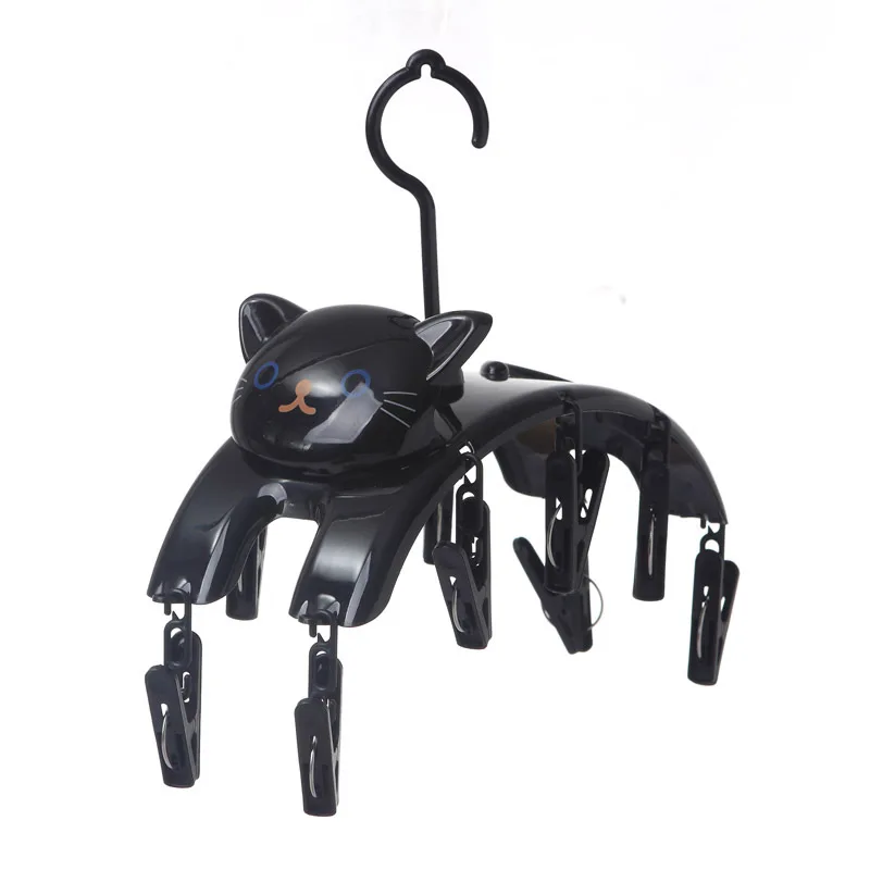 Cartoon Cat Drying Rack Windproof Drying Hanger Home Bra Underwear Socks Non-slip Hanger Children Adults Wardrobe Storage Rack 5