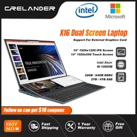 CRELANDER X16 Double Screen Laptops 16 Inch + 14 Inch Touch Screen Intel 10th Windows 11 Portable PC Notebook Computer 1
