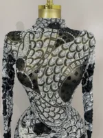 2025 Luxury Sparkly Diamonds Shell Long Sleeve Stretch Bodysuits Women Evening Birthday Party Sexy Nightclub DJ Stage Costumes - Image 5