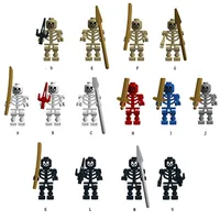 MOC Medieval Military Skeleton Corps Series Soldiers Army Building Block Weapons Spear Sword Accessories Brick Kids Toys Gift 1