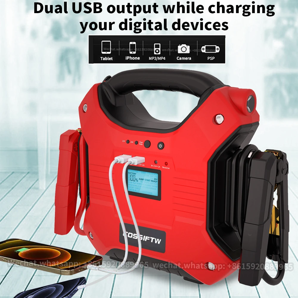 12V Portable Jump Starter 10000A Emergency Backup charger 42000mAh Battery  Booster Power Bank For Car Truck Suv Boat Motorcycle