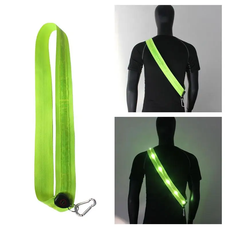 Ceinture de course réfléchissante à LED, ceinture de nuit pour la marche,  haute visibilité, activité de plein air, longueur réglable avec 3 éclairages