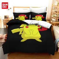 Pikachu ensemble de literie dessin animé Anime enfants chambre housse de couette garçon fille literie simple Double roi Pokemon housse de couette cadeau 2