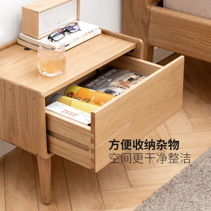 올 솔리드 우드 침대 옆 테이블, 북유럽 침실 오크 침대 옆 캐비닛, 모던하고 간단한 소형 보관 캐비닛
